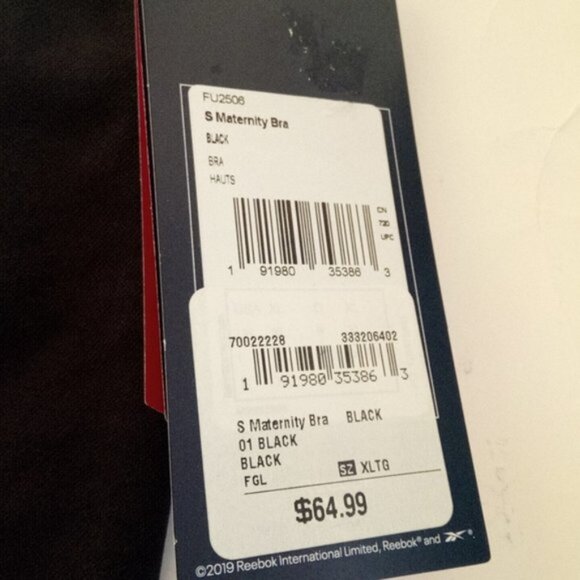 Reebok Studio Maternity Nursing Sports Bra Medium Support Removable Pad Black XL - Picture 11 of 15